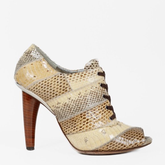 Dolce & Gabbana Alligator Peep-Toe Lace-Ups - Picture 1 of 10